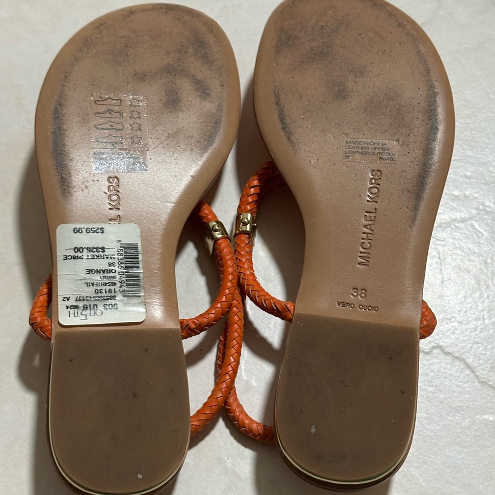 MICHAEL KORS Hartley Scorpius Thong Sandals Gold Size 8 med  MSRP $259 - Picture 9 of 12
